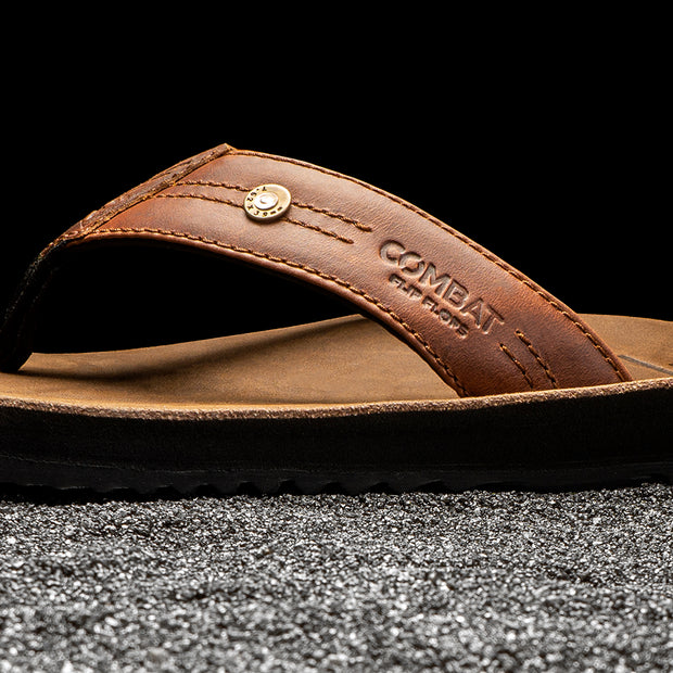 Leather flip flops